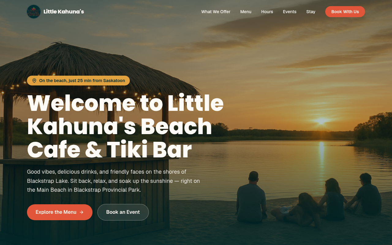 Screenshot of the Little Kahuna's website built by Bruder Media