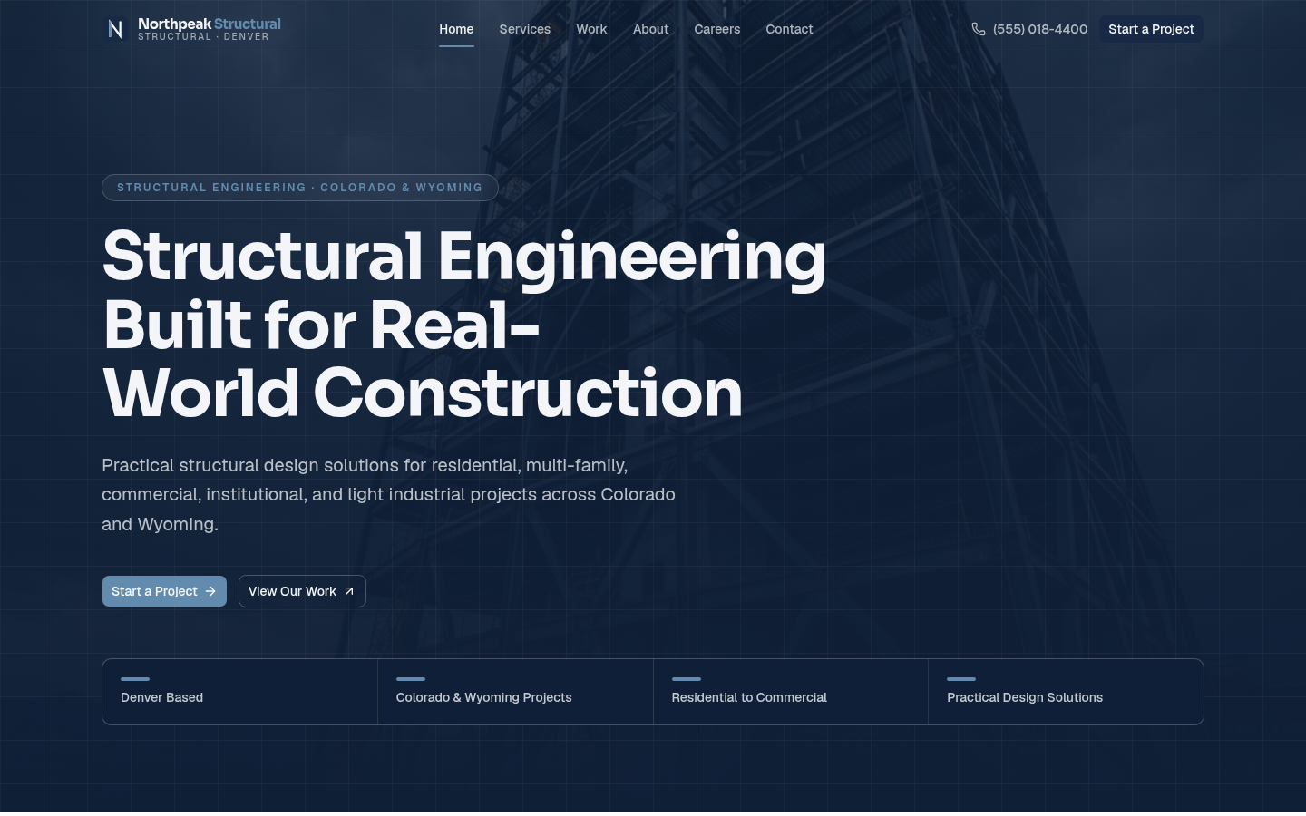 Screenshot of the Northpeak Structural website built by Bruder Media